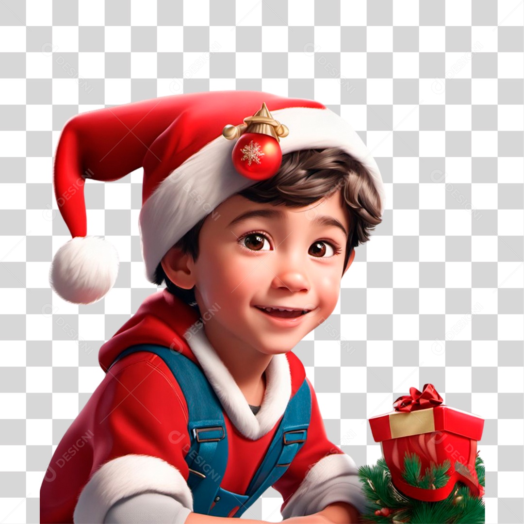 Personagem 3D Menino com Gorro PNG Transparente
