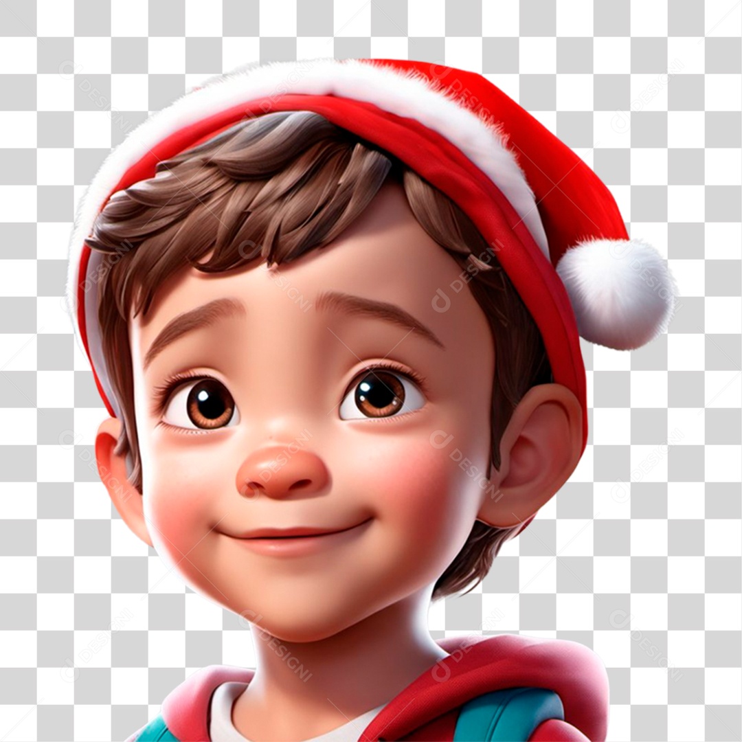 Personagem  3D Menino com Gorro PNG Transparente