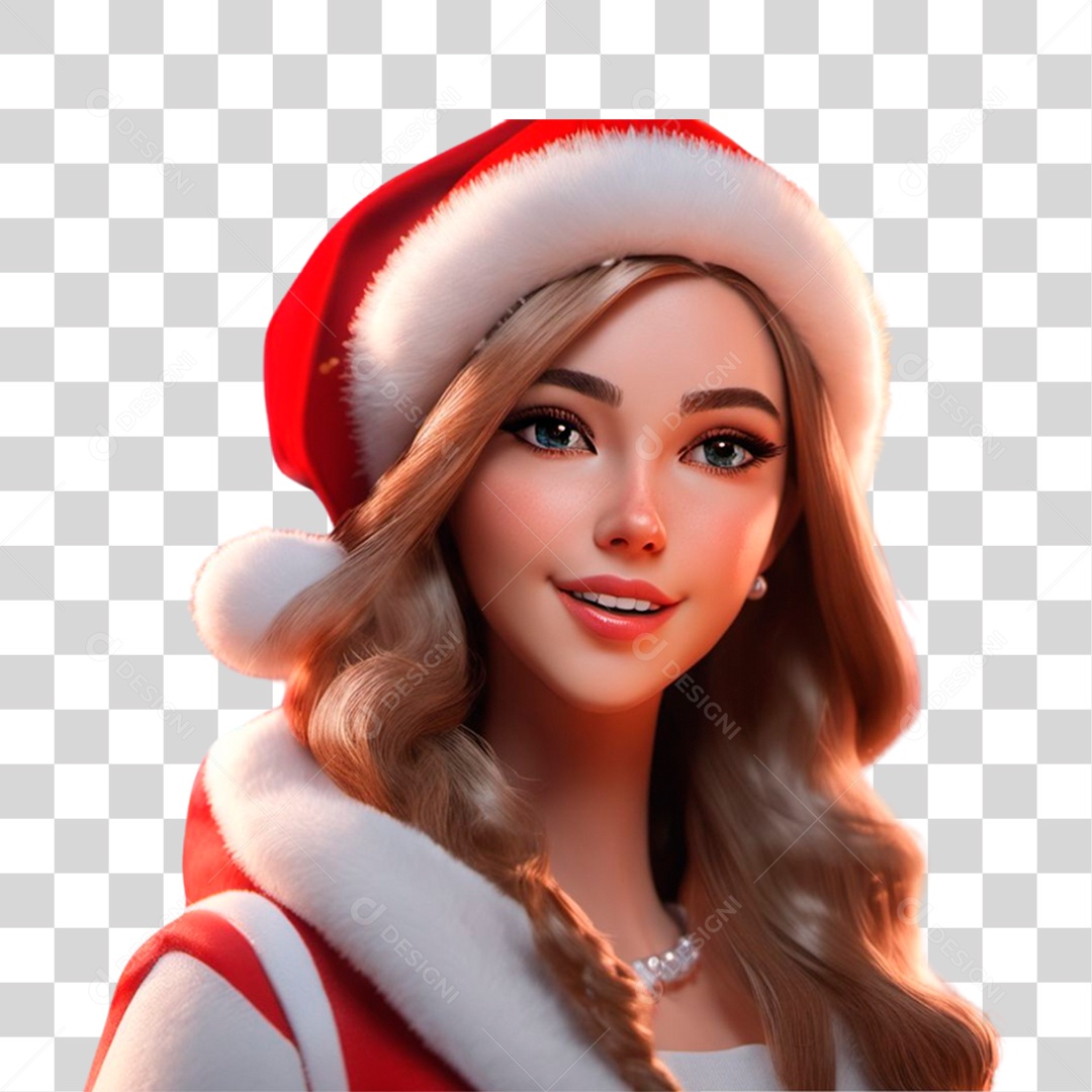 Personagem 3D Mamãe Noel PNG Transparente