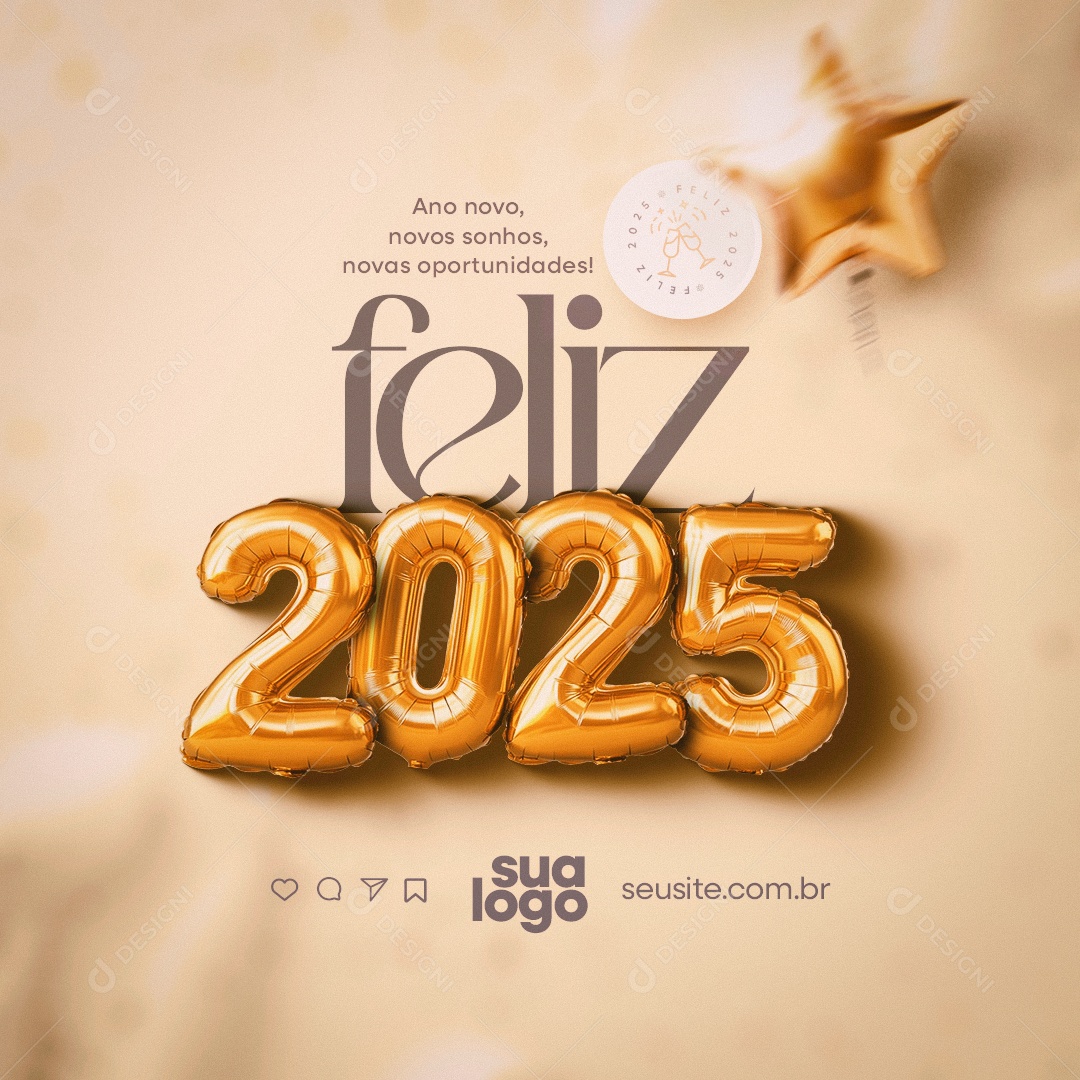 Happy 2025 New Year January 01 Social Media PSD Editable
