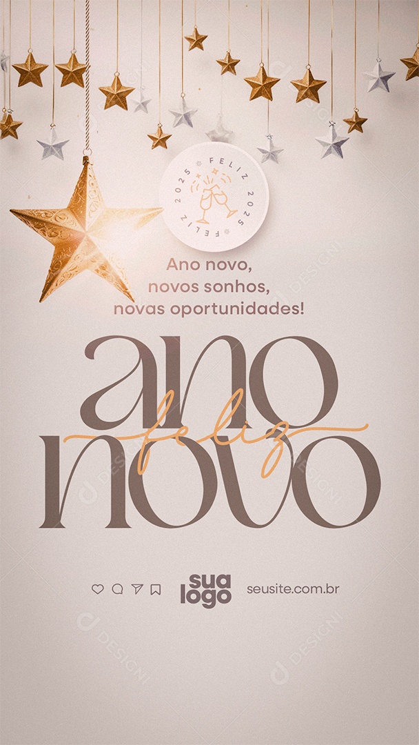 Story Feliz Ano Novo Novas Oportunidades Social Media PSD Editável