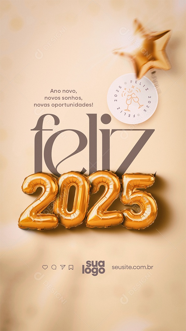 Story Feliz Ano Novo Novas Oportunidades Social Media PSD Editável