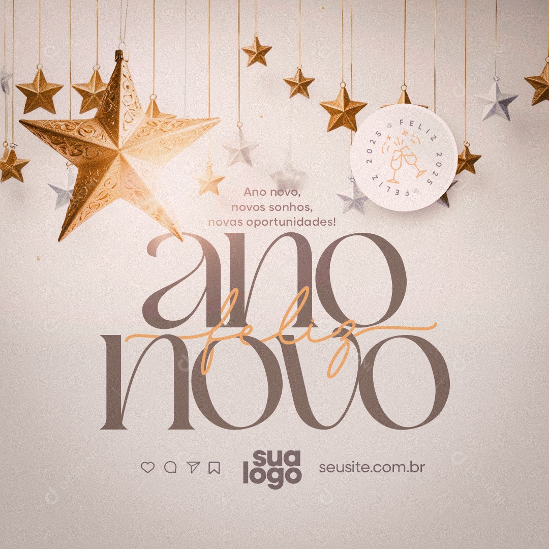 Feliz Ano Novo Novas Oportunidades Social Media PSD Editável