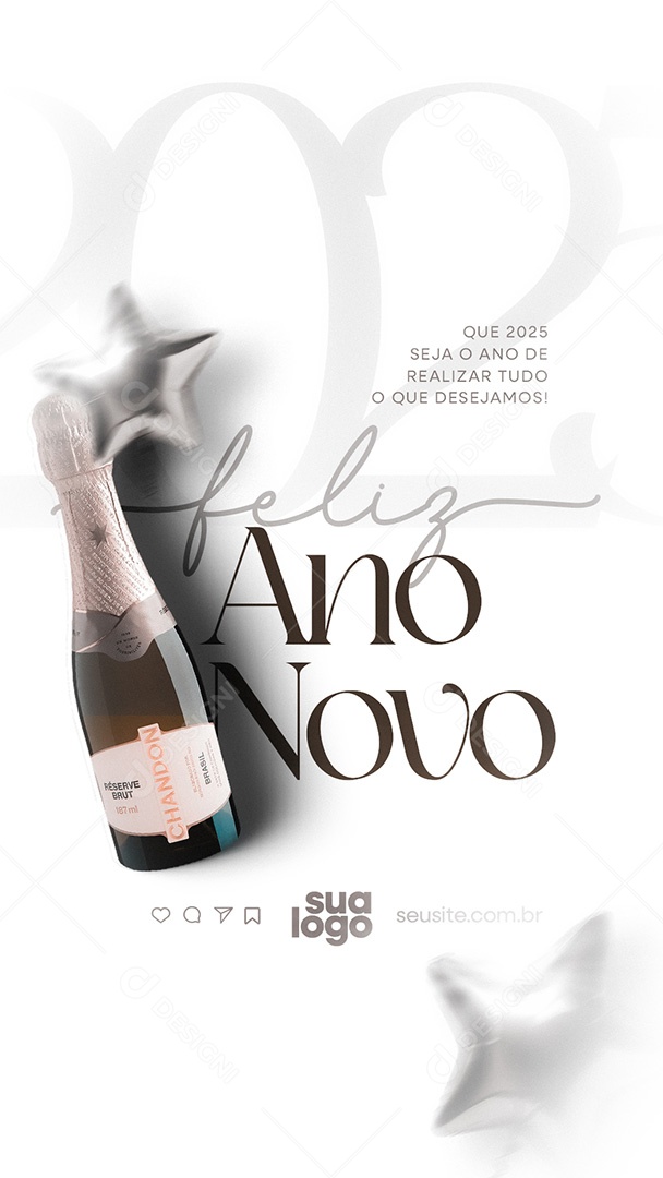 Story Feliz 2025 Ano Novo 01 de Janeiro Social Media PSD Editável
