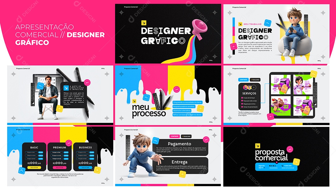 Apresentação Comercial Designer Gráfico Social Media PSD Editável