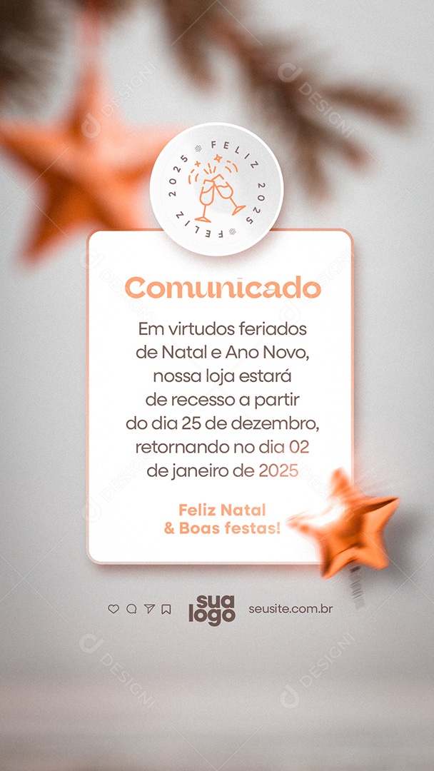 Story Comunicado Lojas Natal Social Media PSD Editável