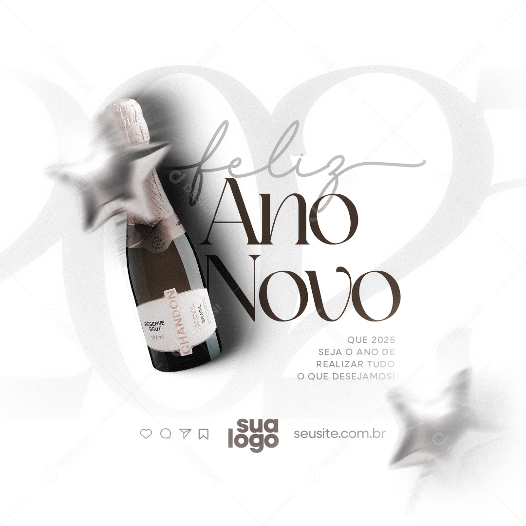 Feliz 2025 Ano Novo 01 de Janeiro Social Media PSD Editável