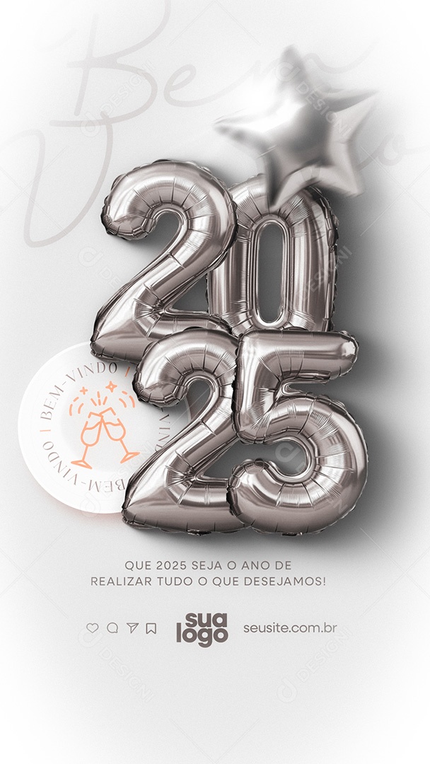 Story Feliz 2025 Ano Novo 01 de Janeiro Social Media PSD Editável