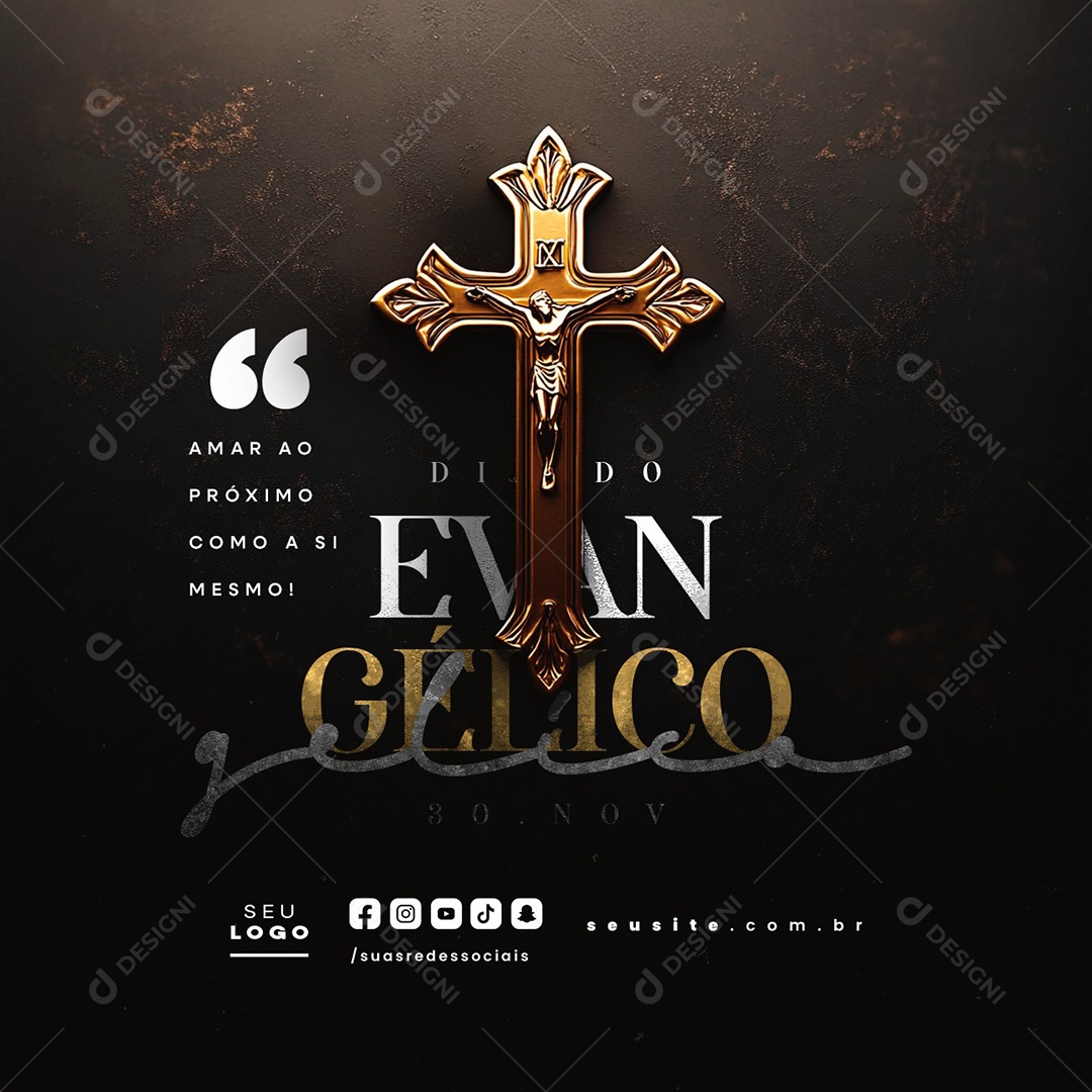 Dia do Evangélico 30 de Novembro Amar ao Próximo Social Media PSD Editável