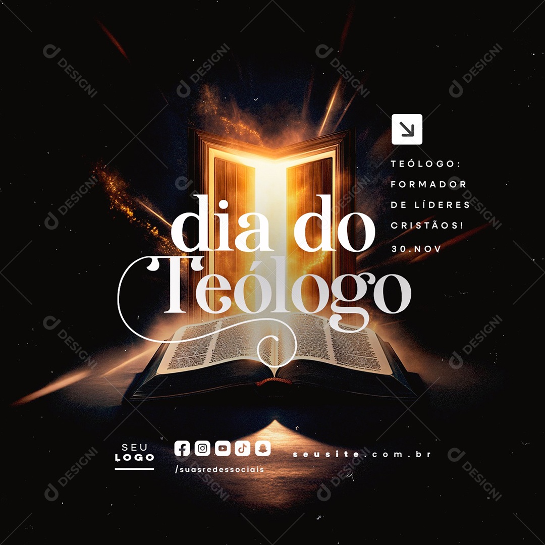 Social Media Dia do Teólogo 30 de Novembro PSD Editável