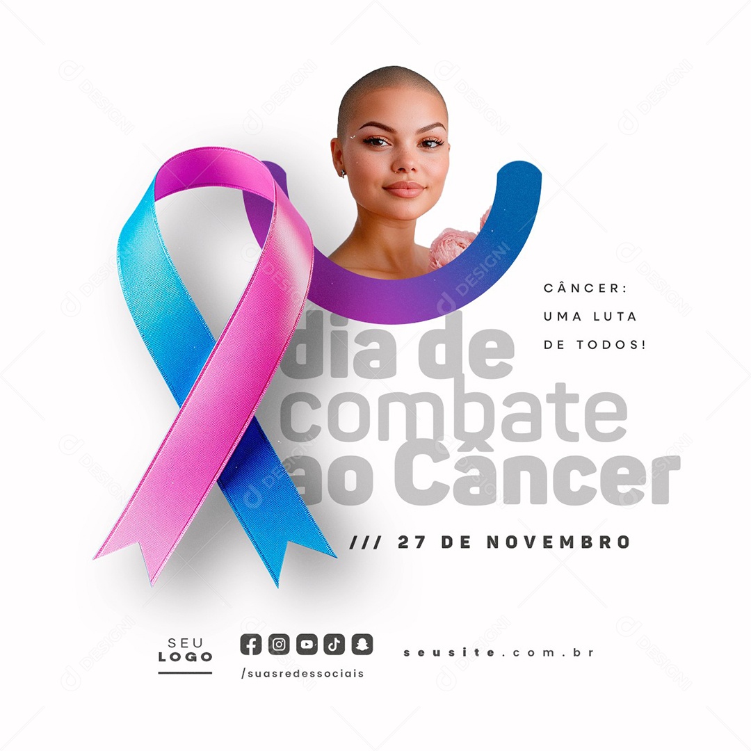 Dia de Combate ao Câncer 27 de Novembro Social Media PSD Editável