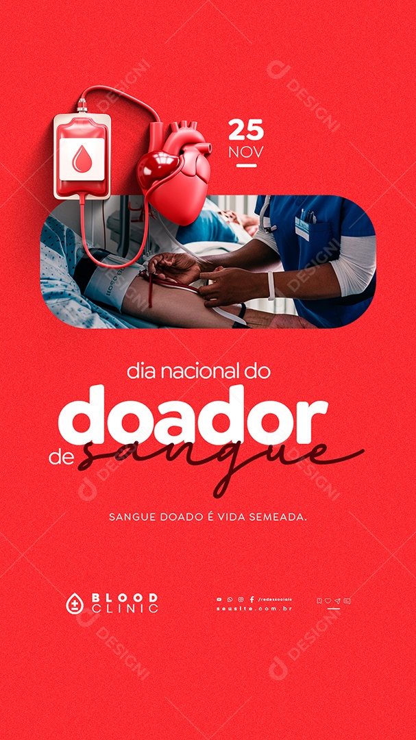 Story Dia Nacional do Doador de Sangue 25 de Novembro Social Media PSD Editável