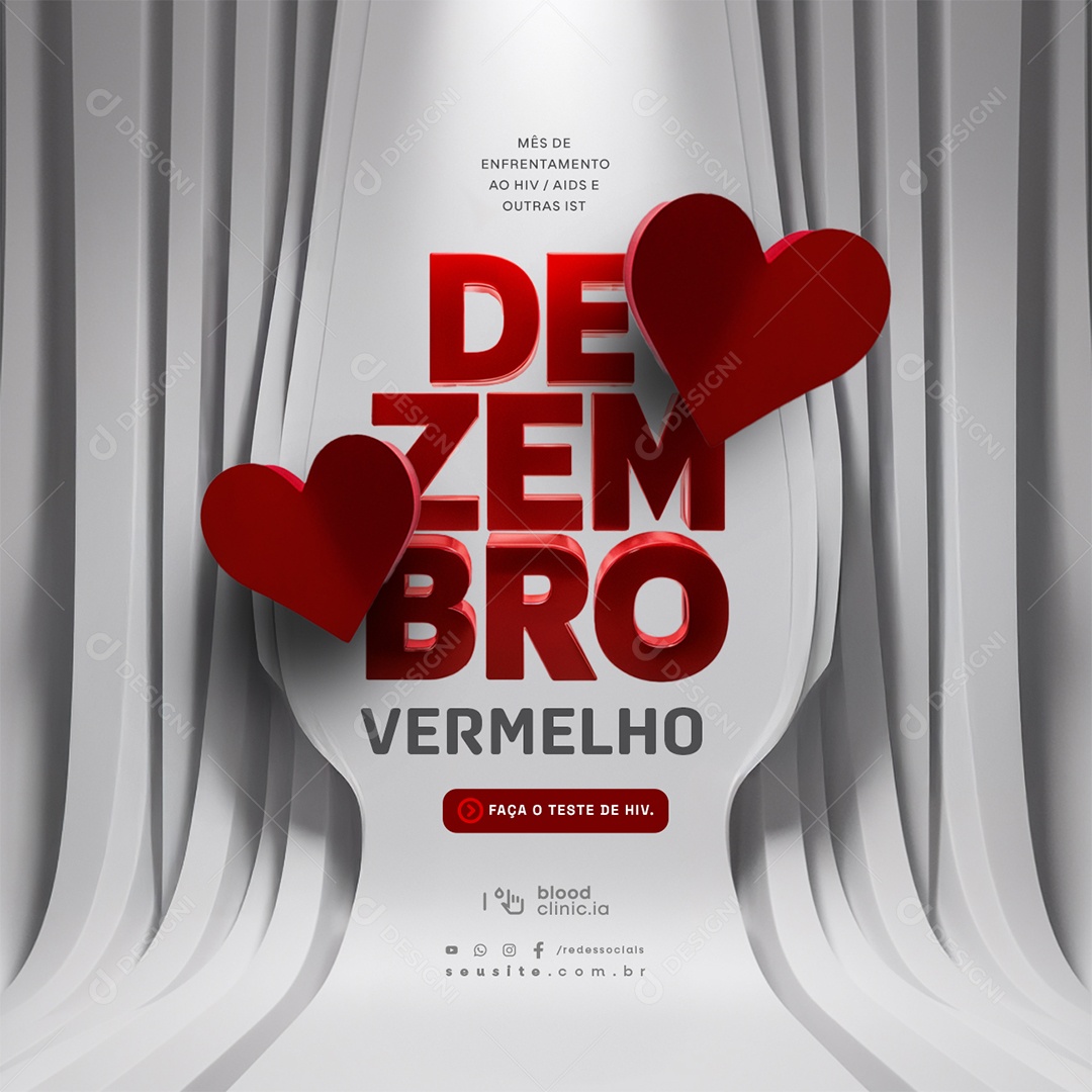Social Media Dezembro Vermelho Faça o Teste de HIV PSD Editável