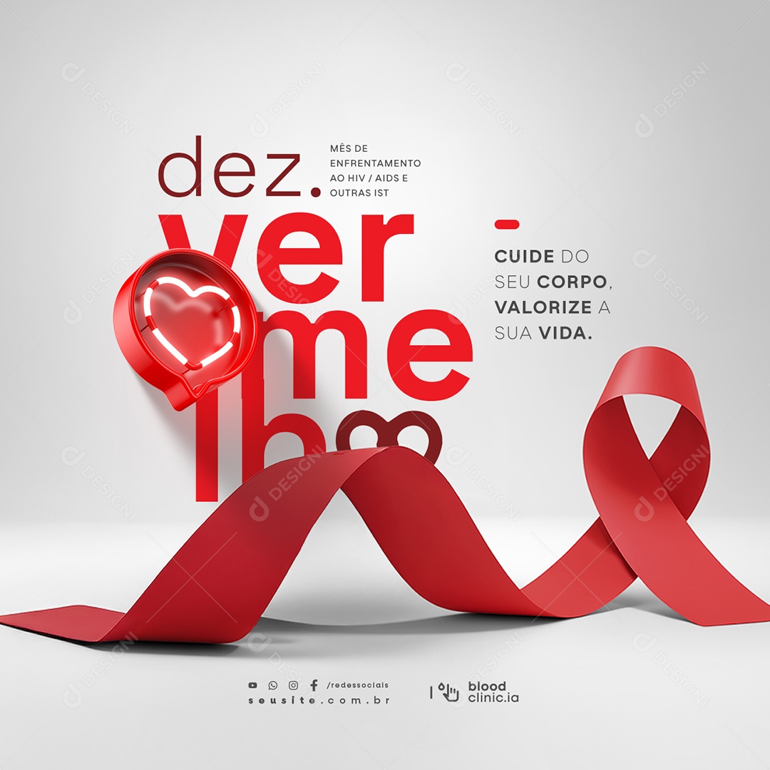 Dezembro Vermelho Cuide do Seu Corpo Social Media PSD Editável
