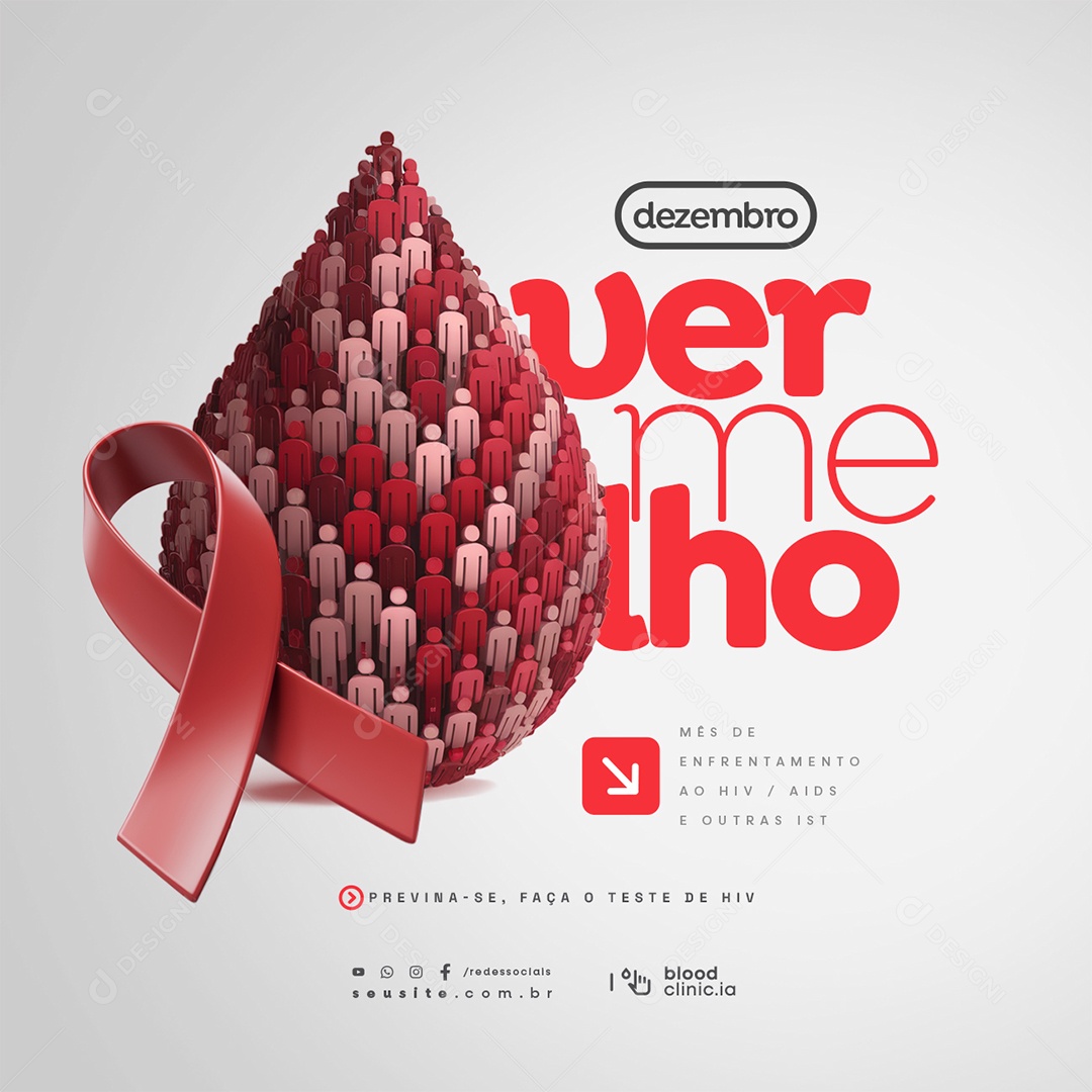 Dezembro Vermelho Previna-Se Social Media PSD Editável