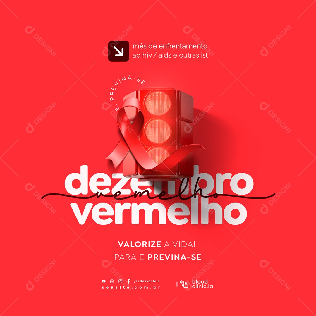 Dezembro Vermelho Valorize a Vida Social Media PSD Editável