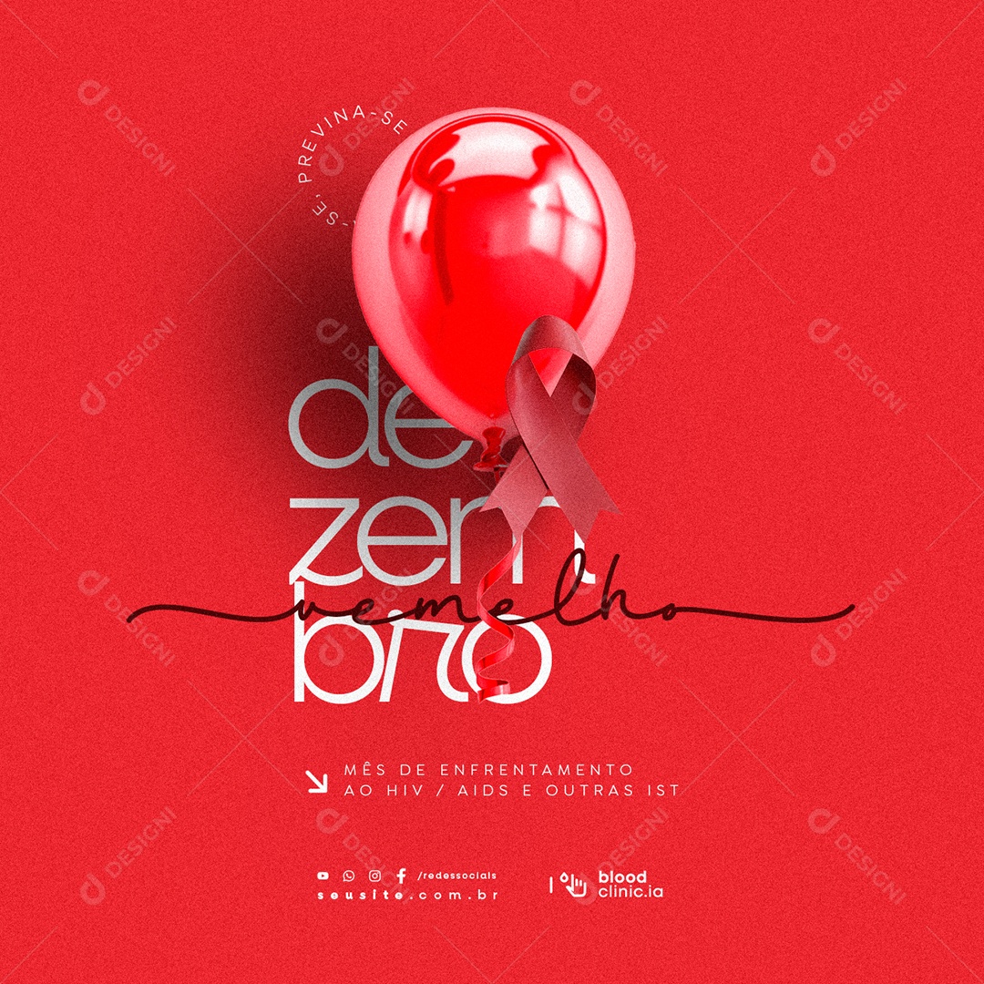 Dezembro Vermelho Mês de Enfrentamento ao HIV AIDS Social Media PSD Editável