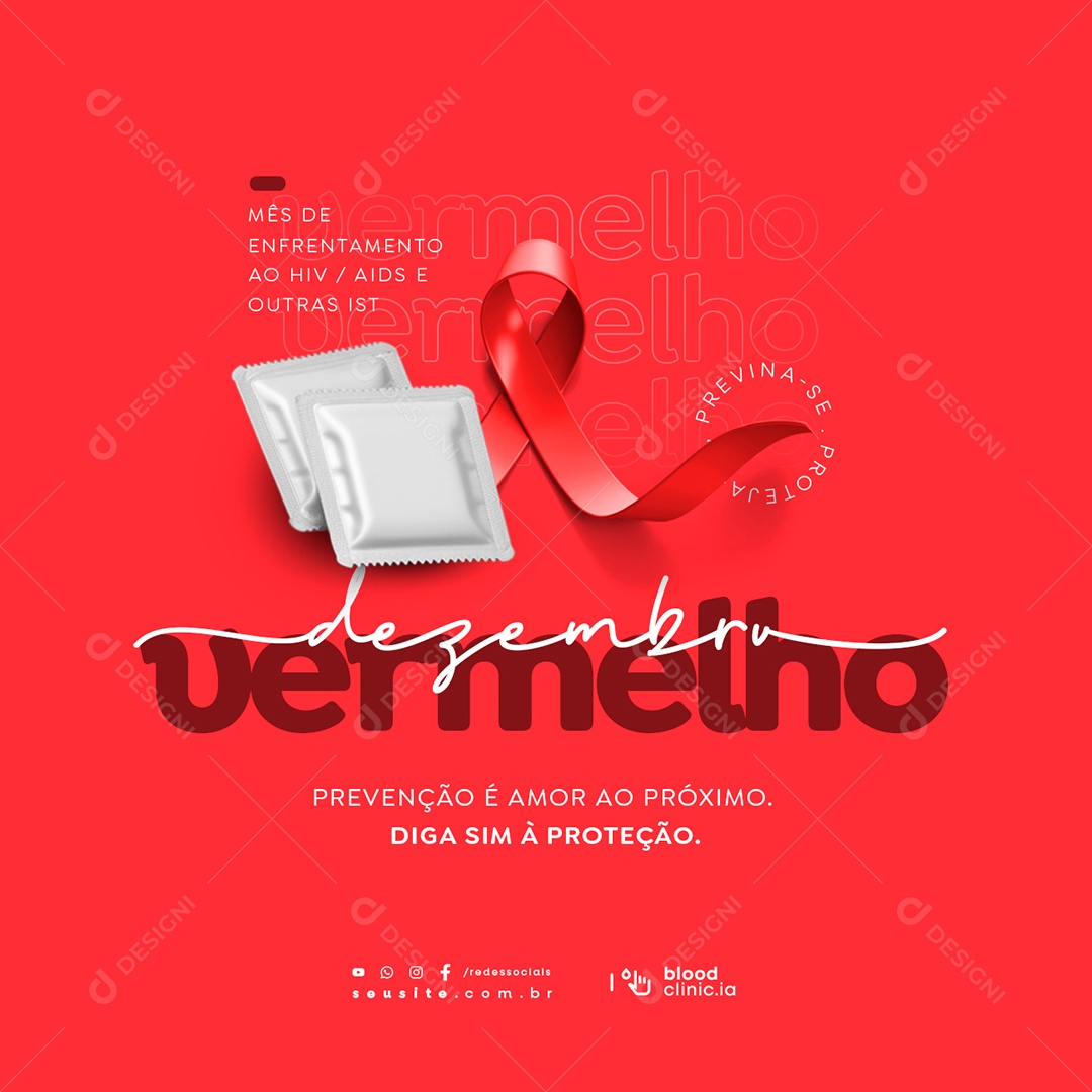 Dezembro Vermelho Prevenção é Amor ao Próximo Social Media PSD Editável