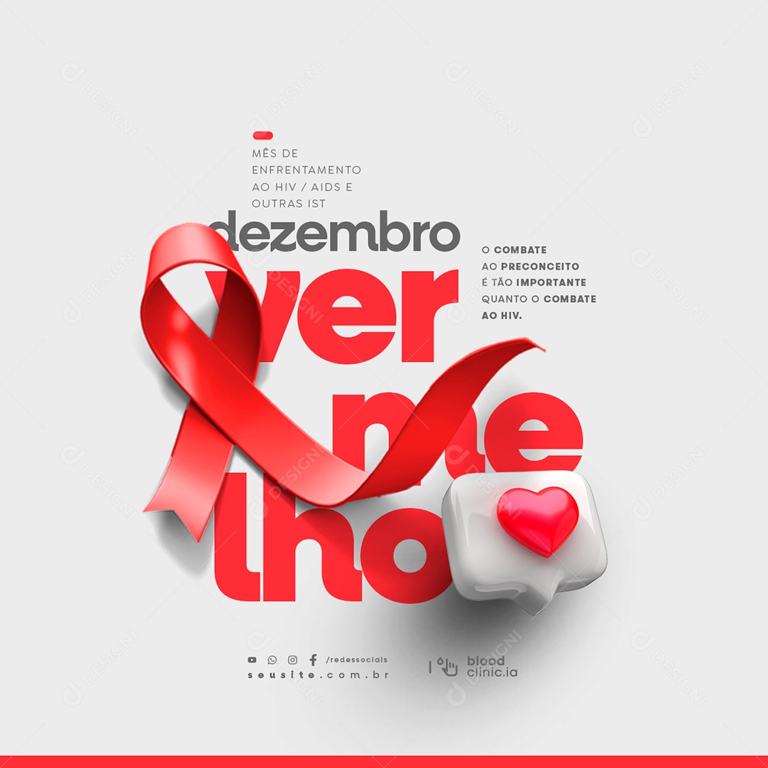 Dezembro Vermelho Mês de Enfrentamento ao HIV Social Media PSD Editável