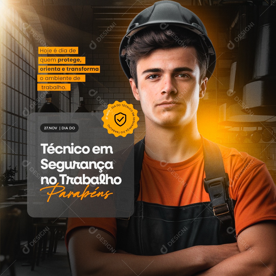 Dia do Técnico em Segurança no Trabalho 27 de Novembro Social Media PSD Editável
