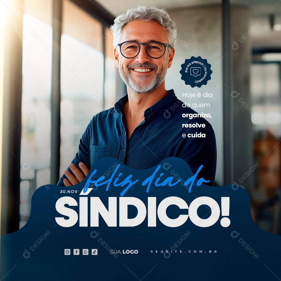Feliz Dia do Síndico 30 de Novembro Social Media PSD Editáve