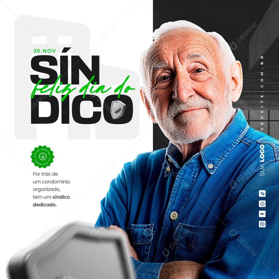 Feliz Dia do Síndico 30 de Novembro Social Media PSD Editáve