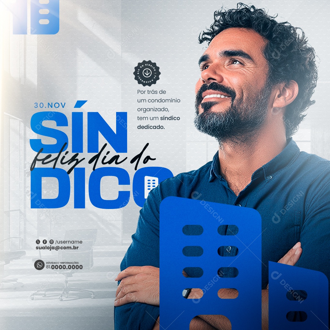 Feliz Dia do Síndico 30 de Novembro Social Media PSD Editáve