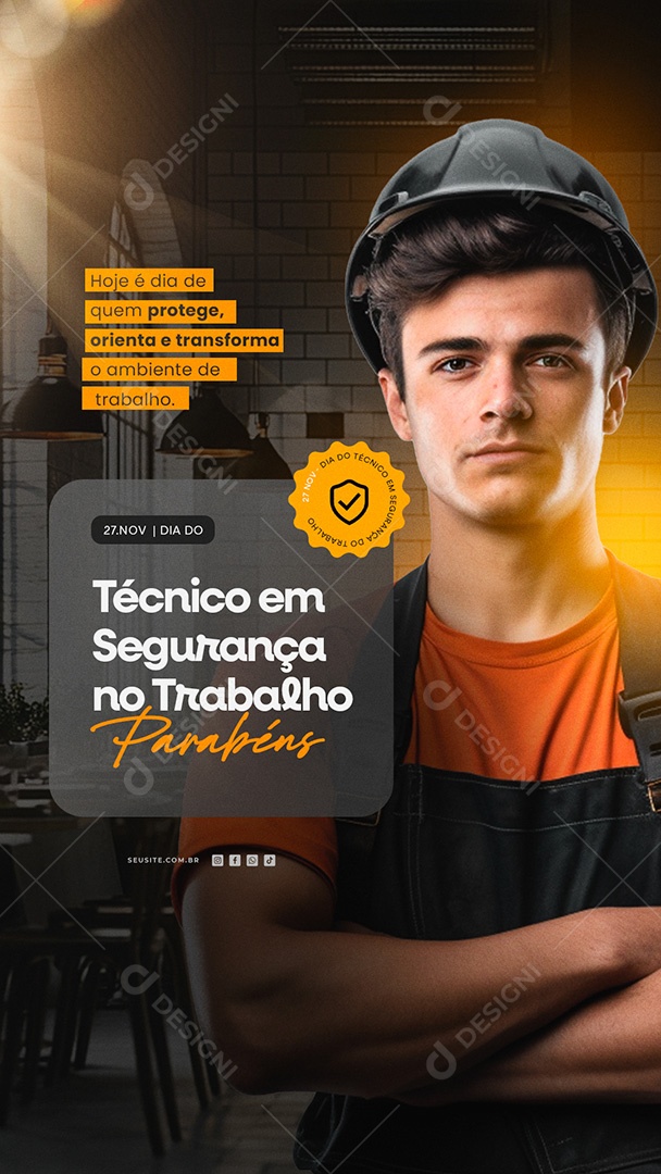 Feliz Dia do Técnico em Segurança no Trabalho 27 de Novembro Social Media PSD Editável