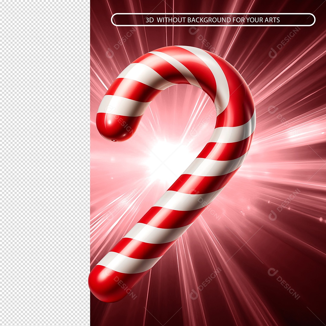 Bastão de Doce Elemento 3D para Composição PSD