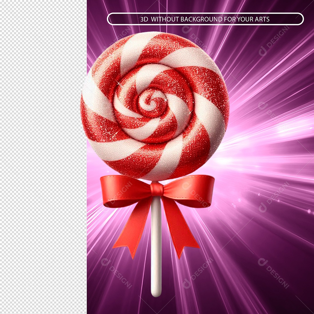 Pirulito Colorido Elemento 3D para Composição PSD