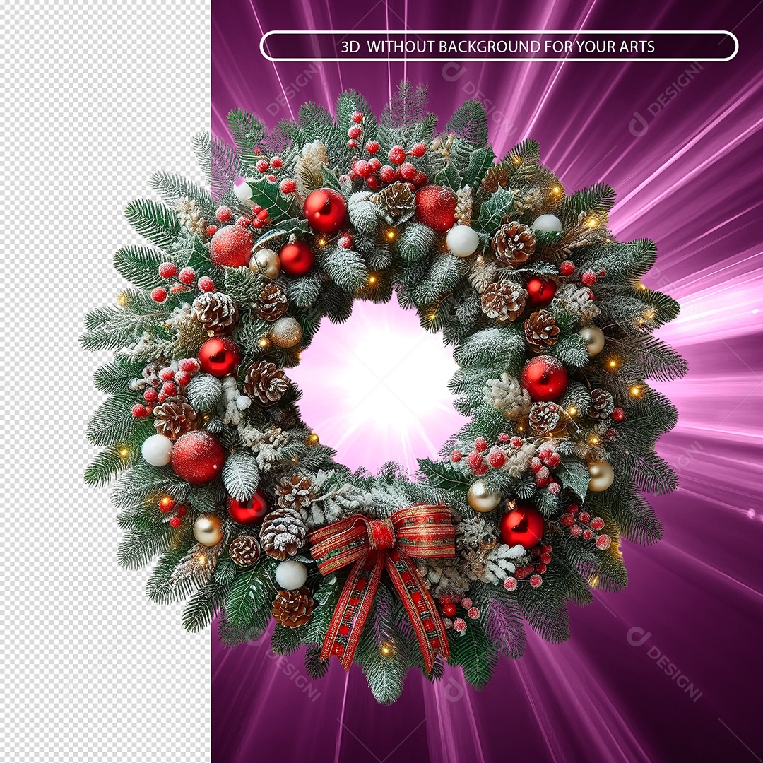 Guirlanda Natalina Decorações Enfeites Elemento 3D Para Composição PSD