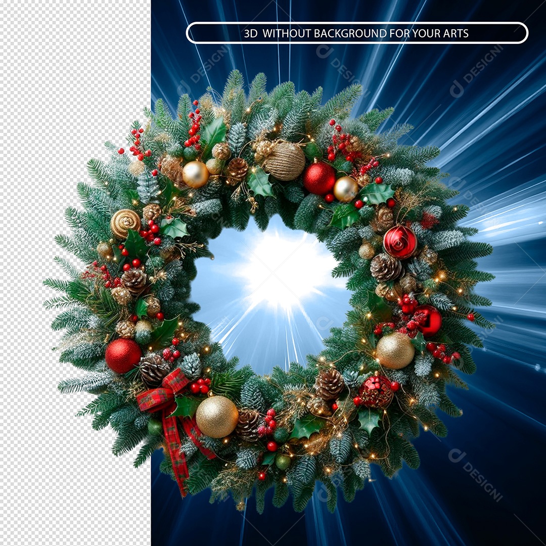 Guirlanda Natalina Decorações Enfeites Elemento 3D Para Composição PSD