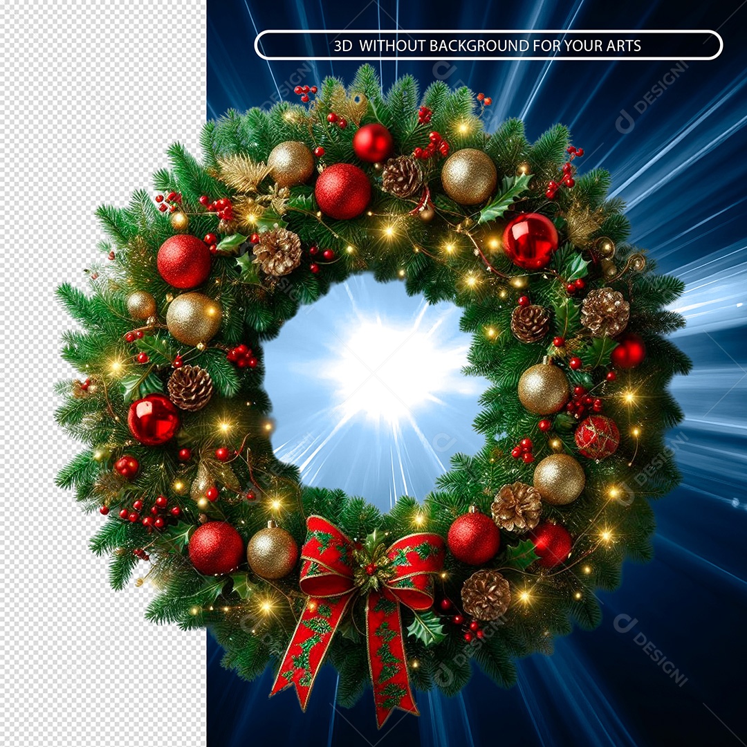 Guirlanda Natalina Decorações Enfeites Elemento 3D Para Composição PSD