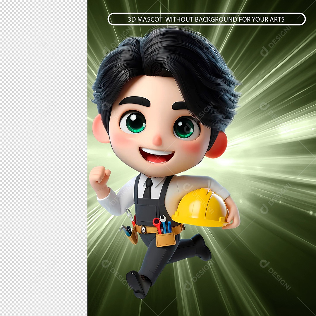 Engenheiro Segurando Capacete Elemento 3D Para Composição PSD