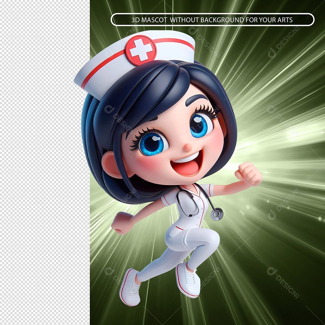 Personagem Enfermeira Feliz Elemento 3D Para Composição PSD