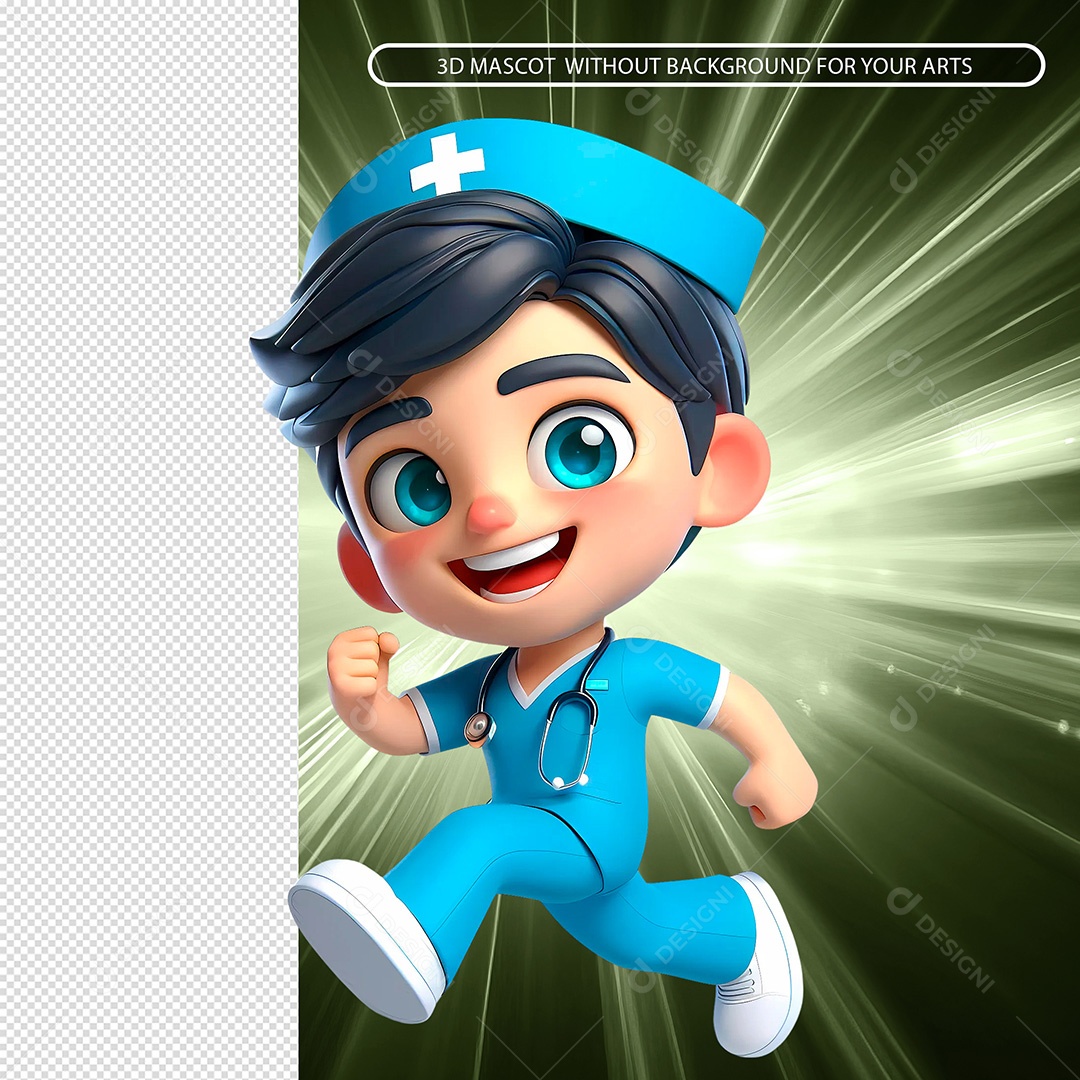 Personagem Enfermeir Correndo Elemento 3D Para Composição PSD