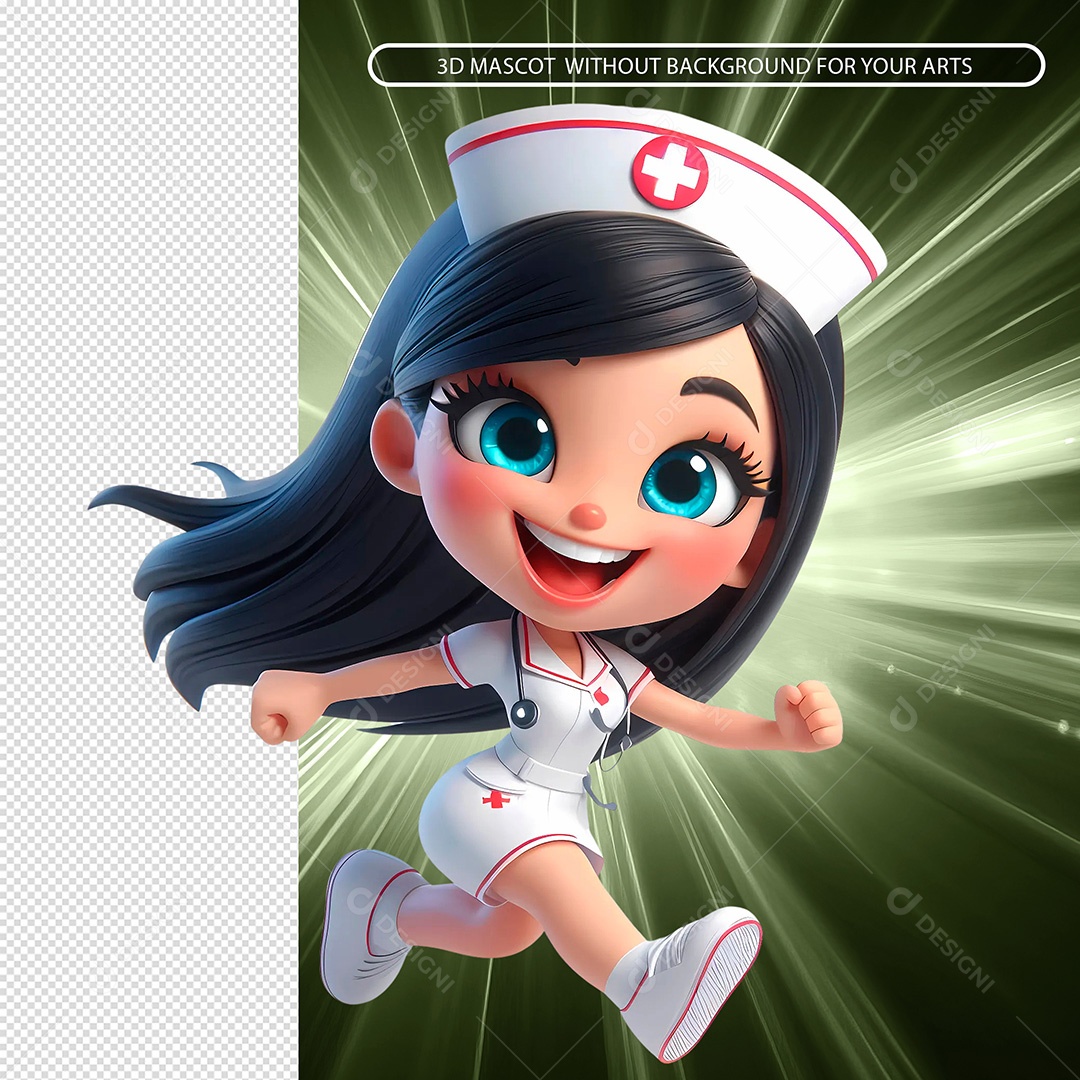 Personagem Enfermeira Correndo Elemento 3D Para Composição PSD