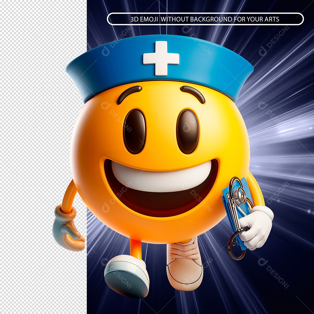 Emoji Enfermeiro Sorridente Elemento 3D Composição PSD