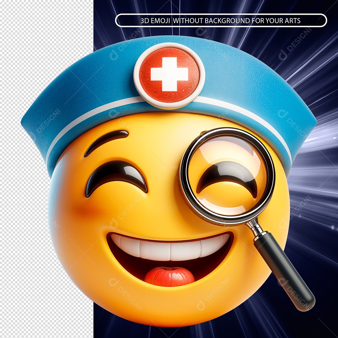 Emoji Médico Sorridente Elemento 3D Composição PSD