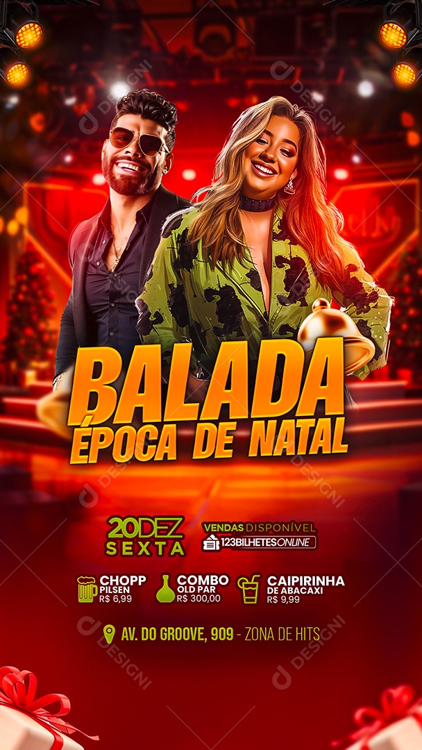 Story Flyer Natalino Balada Época de Natal Social Media PSD Editável