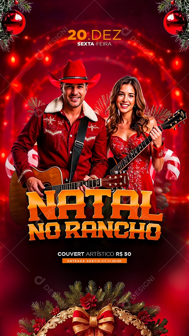 Story Flyer Natalino Natal no Rancho Social Medai PSD Editável