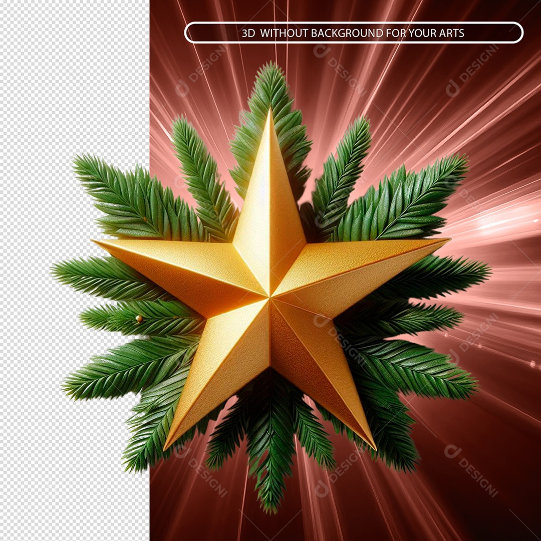 Enfeite Estrela De Natal Elemento 3D Para Composição PSD