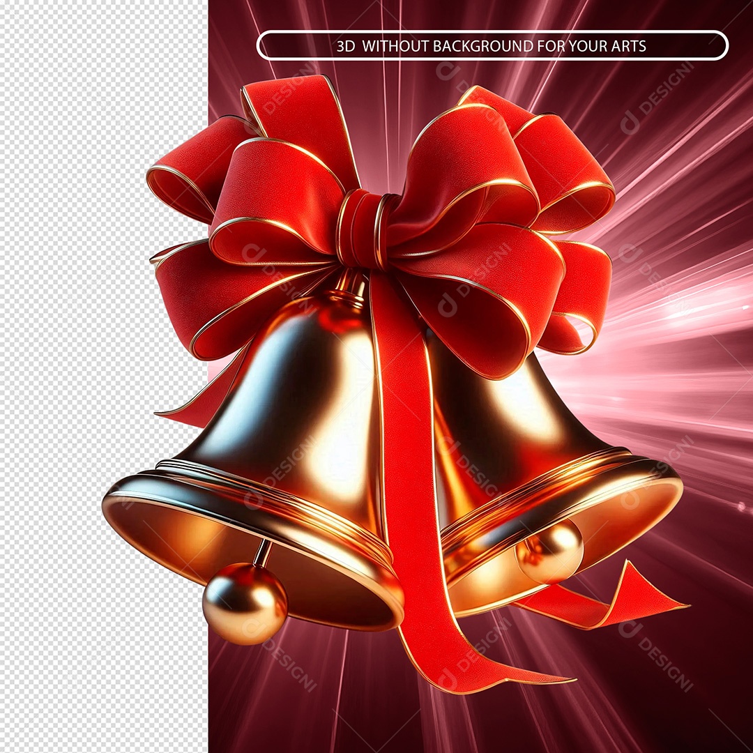 Enfeite De Natal Sino Elemento 3D Para Composição PSD