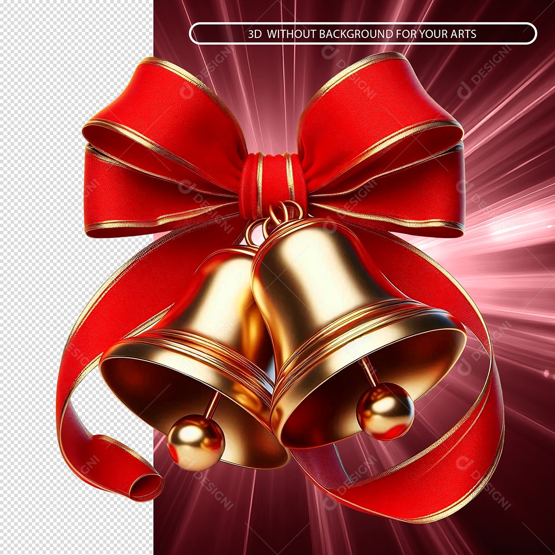 Enfeite De Natal Sino Elemento 3D Para Composição PSD