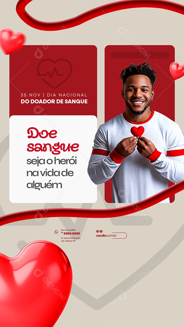 Story Dia Nacional do Doador de Sangue 25 de Novembro Social Media PSD Editável