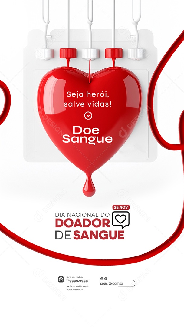 Story Dia Nacional do Doador de Sangue 25 de Novembro Social Media PSD Editável