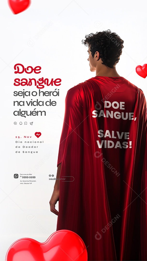 Story Dia Nacional do Doador de Sangue 25 de Novembro Social Media PSD Editável