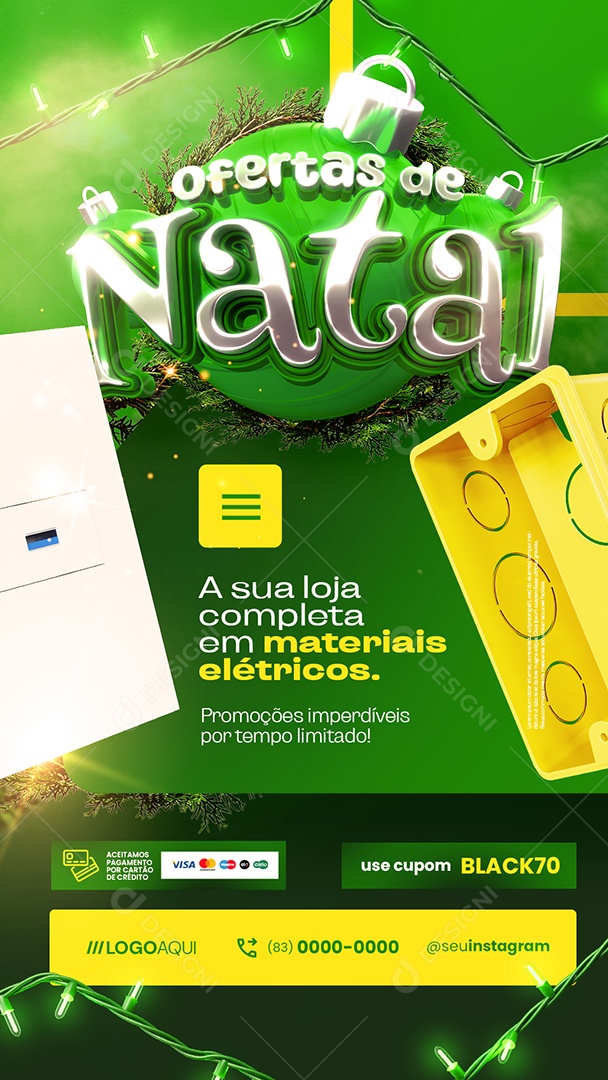 Story Loja de Materiais Elétricos Ofertas de Natal Sua loja Completa Social Media PSD Editável