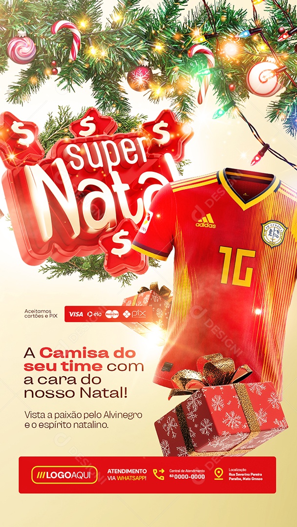 Story Camisas de Times Super Natal A Camisa do Seu Time Social Media PSD Editável
