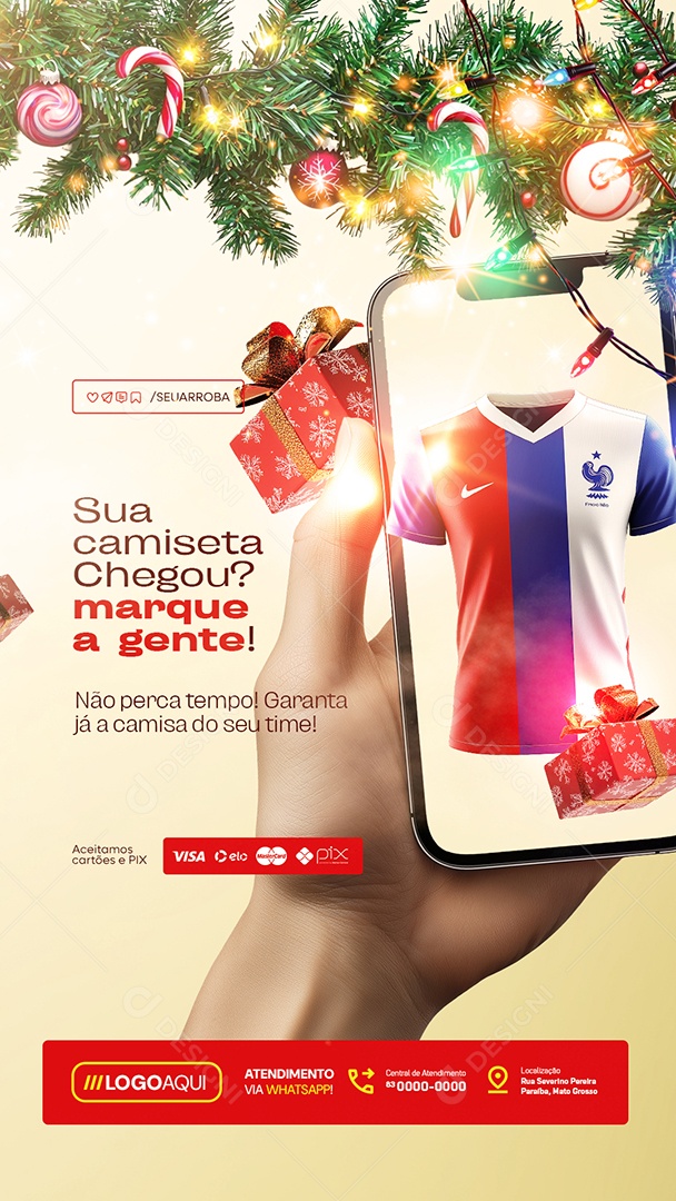 Story Camisas de Times Super Natal Sua Camiseta Chegou Social Media PSD Editável